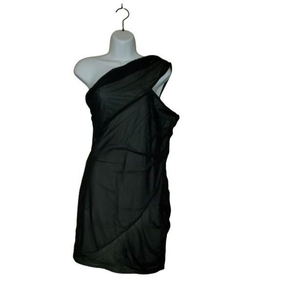 ASOS Curve Womens Dress Black XL Plus Size One Shoulder Cocktail 12 New - Picture 1 of 9
